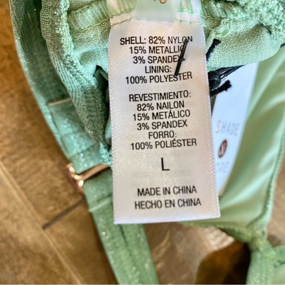 Shade & Shore Women’s Front Tie Bikini Swim Top Green Sparkle NWT - Picture 4 of 7